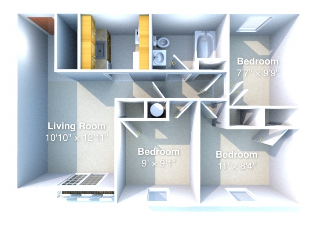 318 N. Salisbury 3 Bedroom Floor Plan Example Illustration